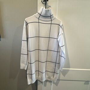 Chicwish White Turtleneck Windowpane Sweater